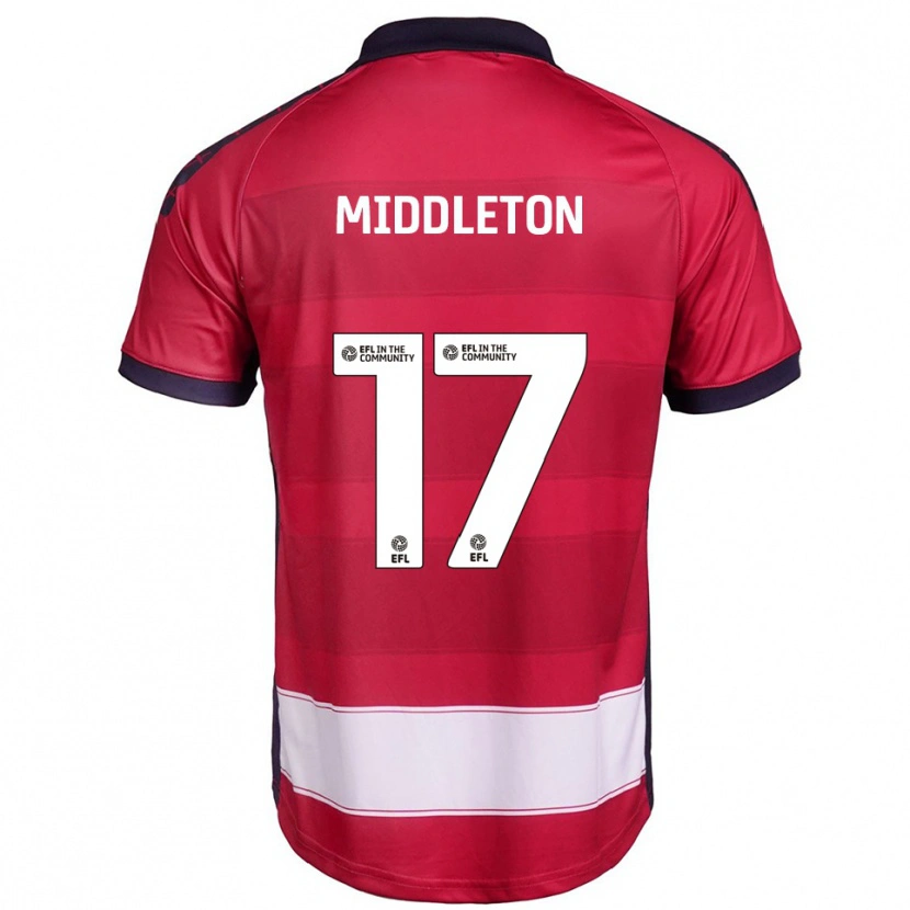 Danxen Hombre Camiseta Glenn Middleton #17 Rojo Blanco 1ª Equipación 2025/26 La Camisa México
