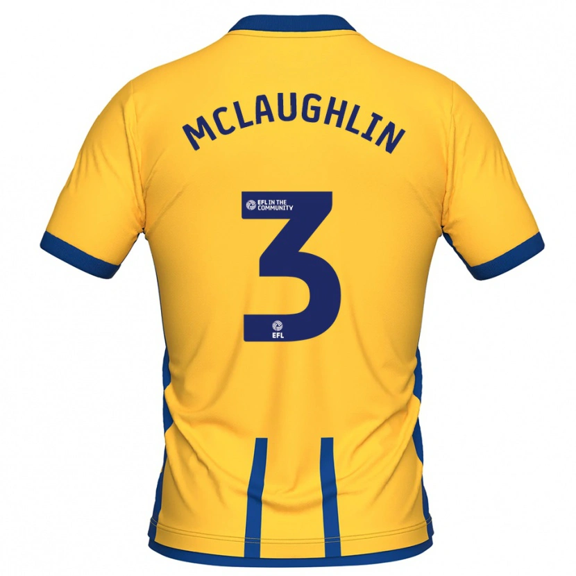 Danxen Hombre Camiseta Stephen Mclaughlin #3 Amarillo Azul 1ª Equipación 2025/26 La Camisa México