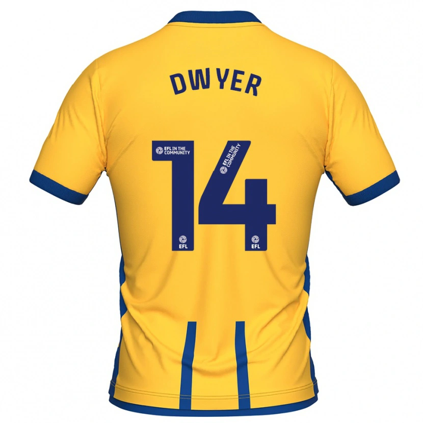 Danxen Hombre Camiseta Dom Dwyer #14 Amarillo Azul 1ª Equipación 2025/26 La Camisa México