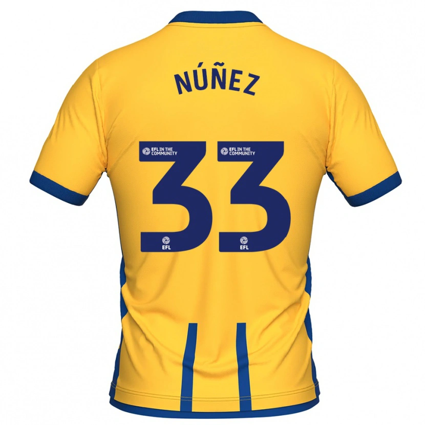Danxen Hombre Camiseta Anthony Núñez #33 Amarillo Azul 1ª Equipación 2025/26 La Camisa México