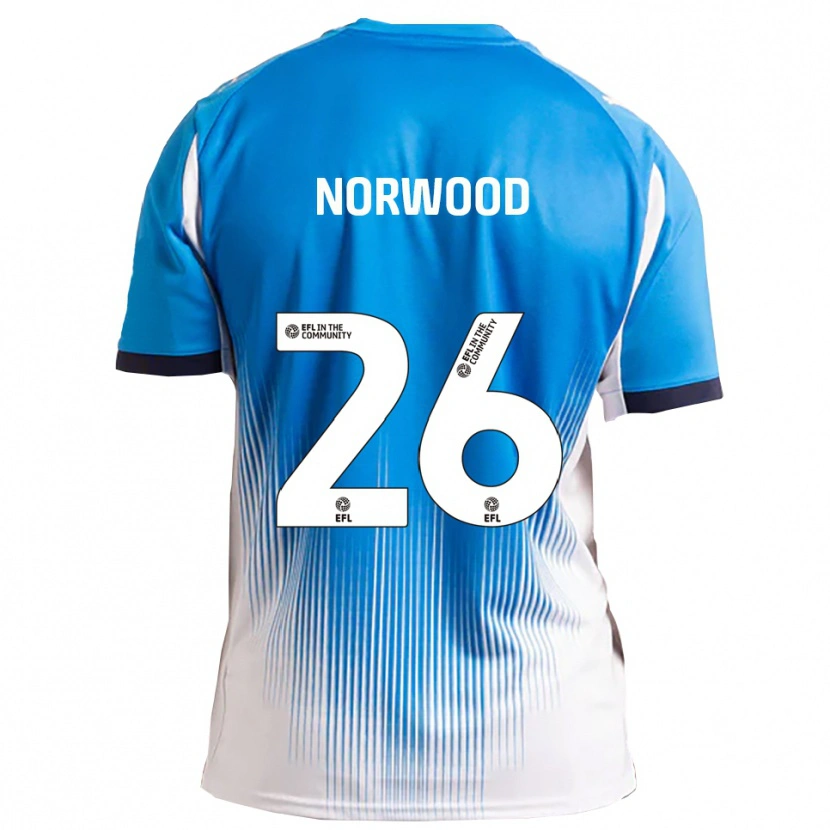 Danxen Hombre Camiseta Oliver Norwood #26 Azul Blanco 1ª Equipación 2025/26 La Camisa México