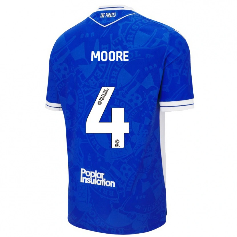 Danxen Hombre Camiseta Taylor Moore #4 Azul Blanco 1ª Equipación 2025/26 La Camisa México