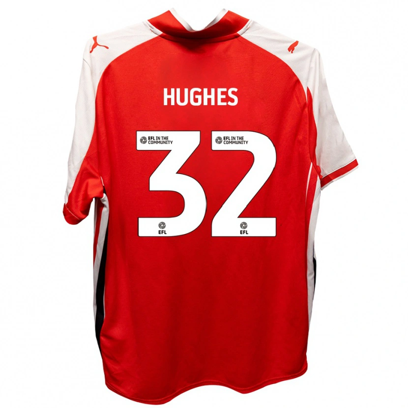 Danxen Hombre Camiseta Kayden Hughes #32 Rojo Blanco 1ª Equipación 2025/26 La Camisa México