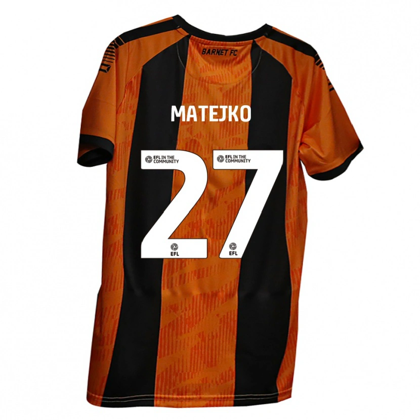 Danxen Hombre Camiseta Patrick Matejko #27 Naranja Negro 1ª Equipación 2025/26 La Camisa México