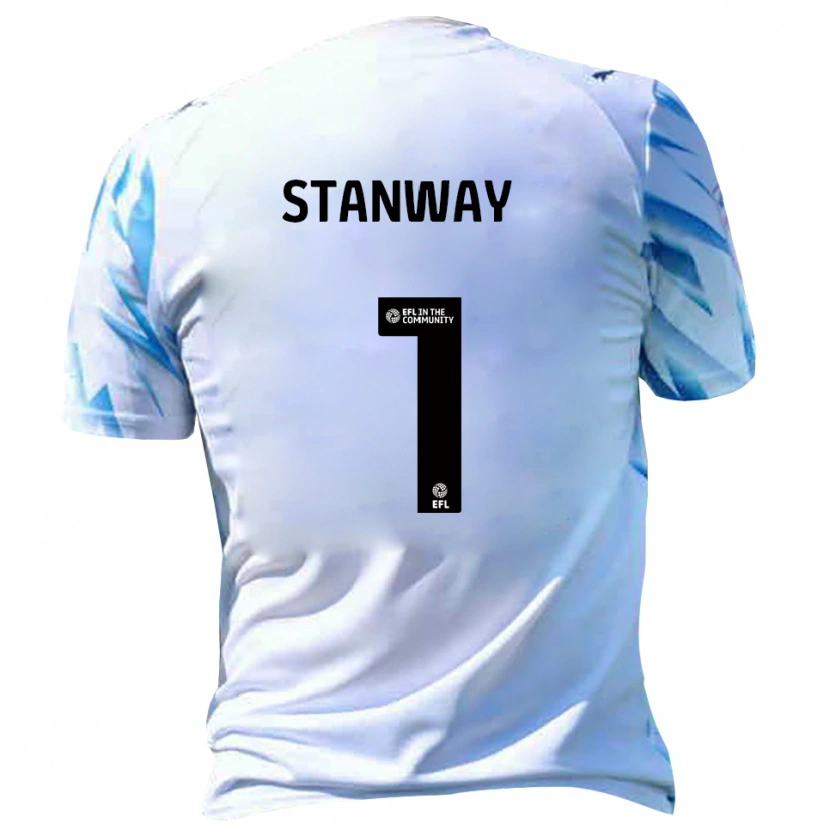 Danxen Hombre Camiseta Wyll Stanway #1 Blanco Celeste 1ª Equipación 2025/26 La Camisa México