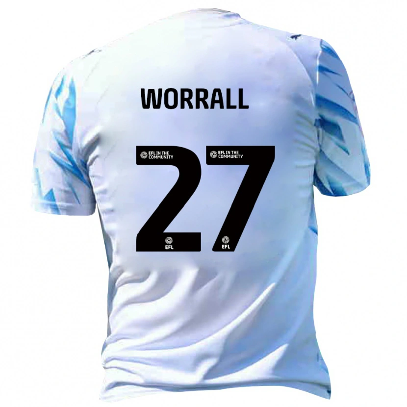 Danxen Hombre Camiseta David Worrall #27 Blanco Celeste 1ª Equipación 2025/26 La Camisa México