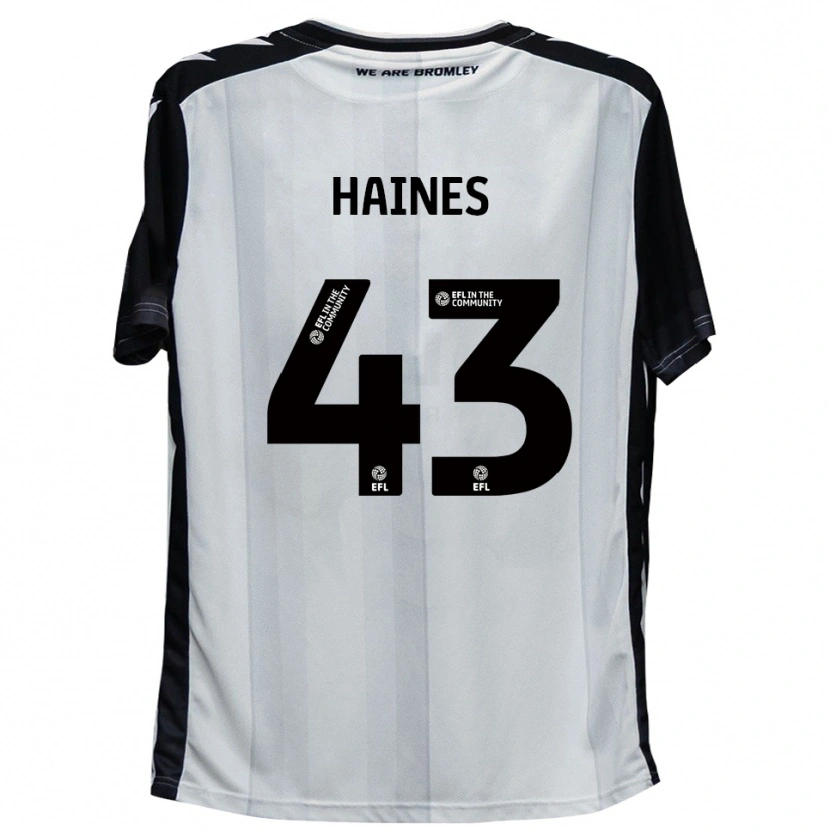 Danxen Hombre Camiseta Harry Haines #43 Blanco Negro 1ª Equipación 2025/26 La Camisa México