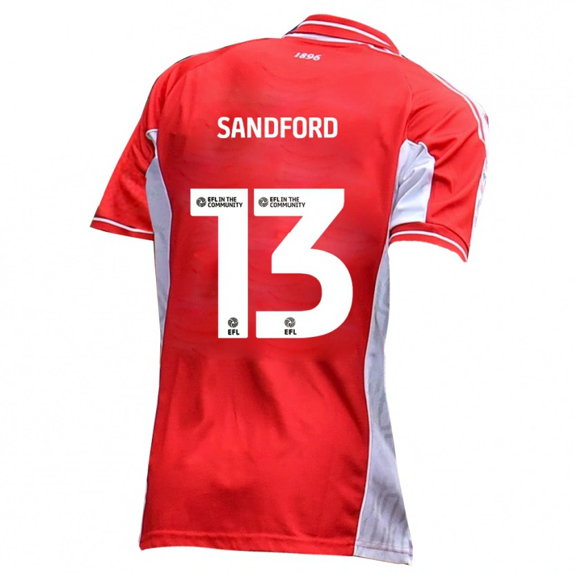 Danxen Hombre Camiseta Ryan Sandford #13 Rojo Blanco 1ª Equipación 2025/26 La Camisa México