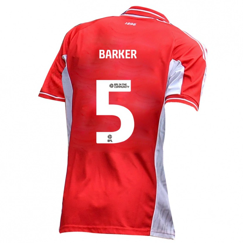 Danxen Hombre Camiseta Charlie Barker #5 Rojo Blanco 1ª Equipación 2025/26 La Camisa México