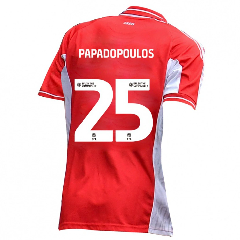 Danxen Hombre Camiseta Antony Papadopoulos #25 Rojo Blanco 1ª Equipación 2025/26 La Camisa México