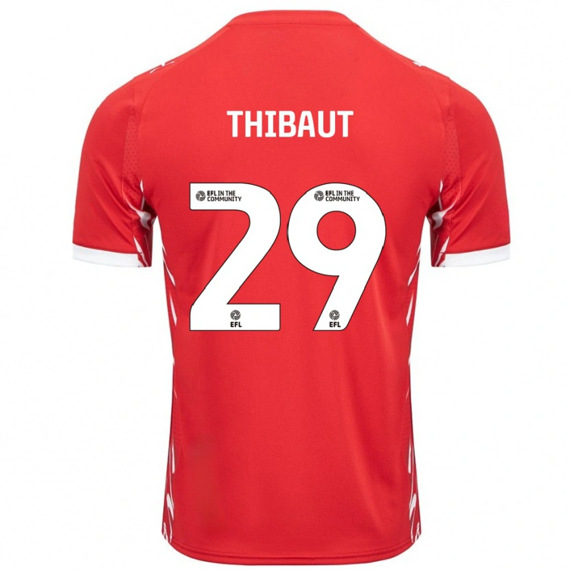 Danxen Hombre Camiseta Adrien Thibaut #29 Rojo Blanco 1ª Equipación 2025/26 La Camisa México