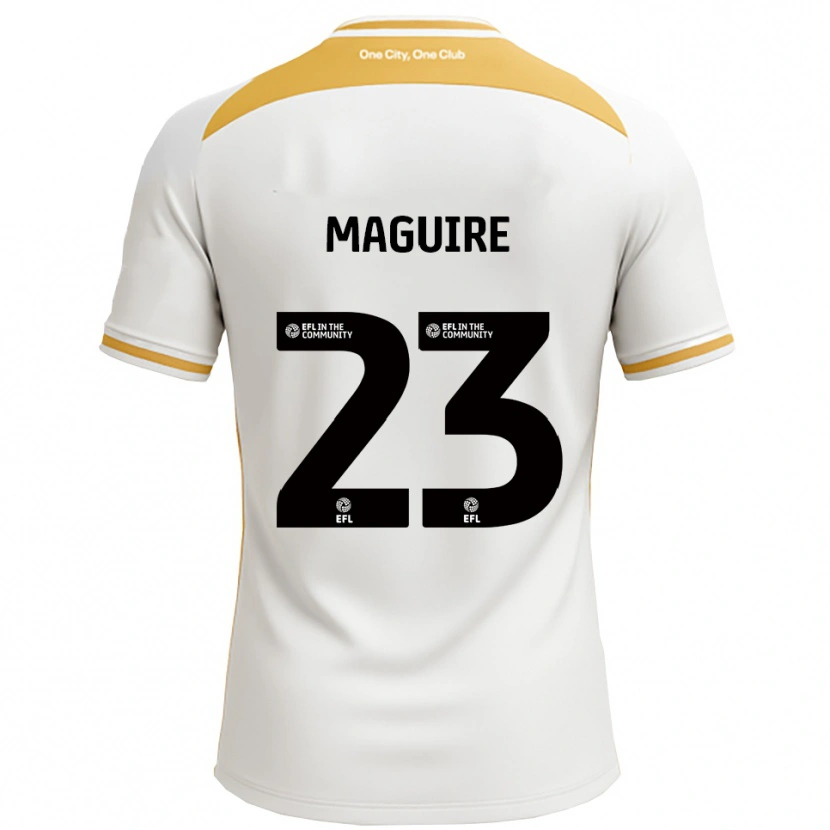 Danxen Hombre Camiseta Laurence Maguire #23 Blanco Dorado 1ª Equipación 2025/26 La Camisa México