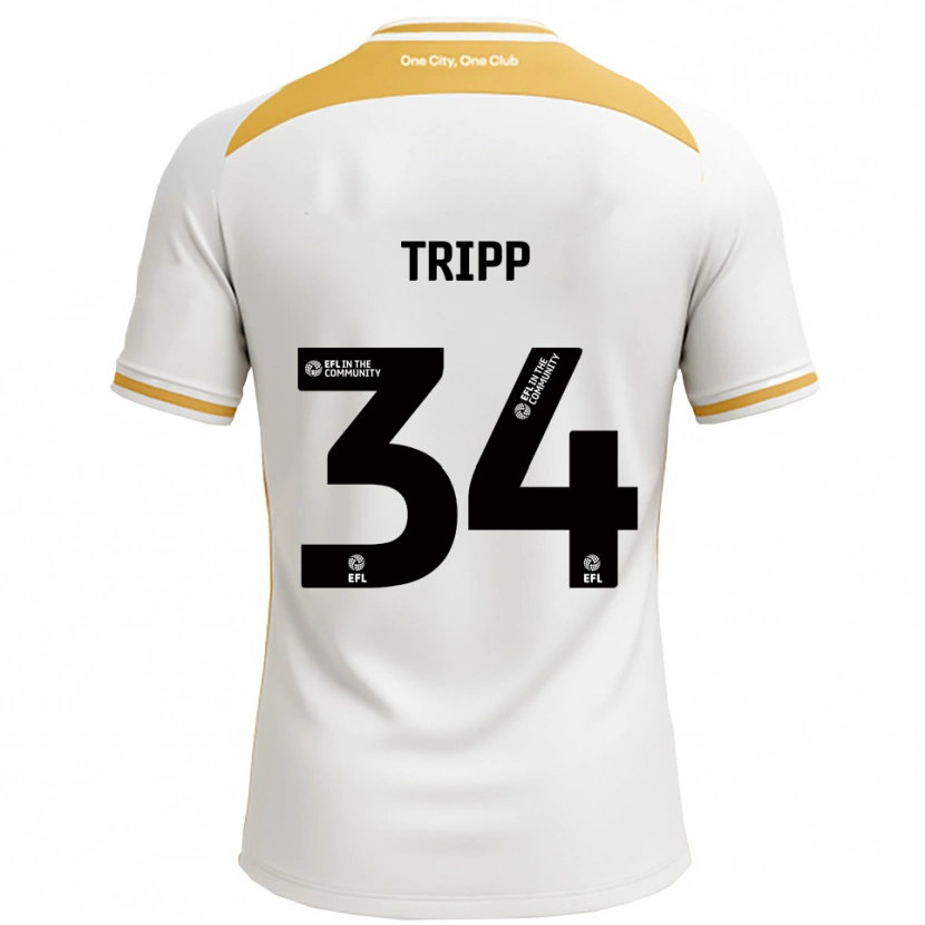 Danxen Hombre Camiseta Callum Tripp #34 Blanco Dorado 1ª Equipación 2025/26 La Camisa México