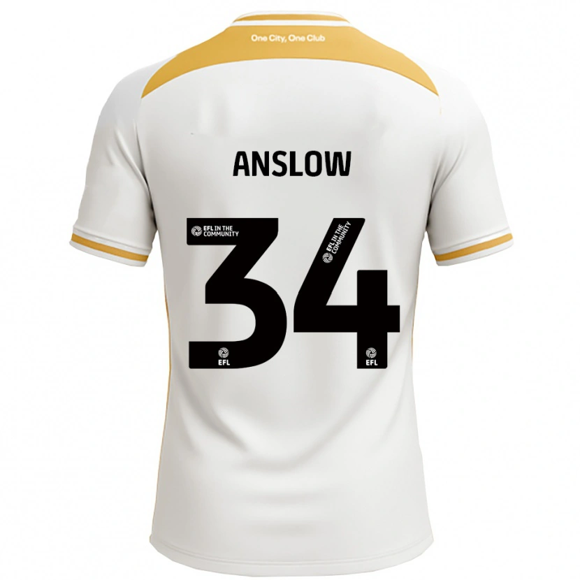 Danxen Hombre Camiseta Lauren Anslow #34 Blanco Dorado 1ª Equipación 2025/26 La Camisa México