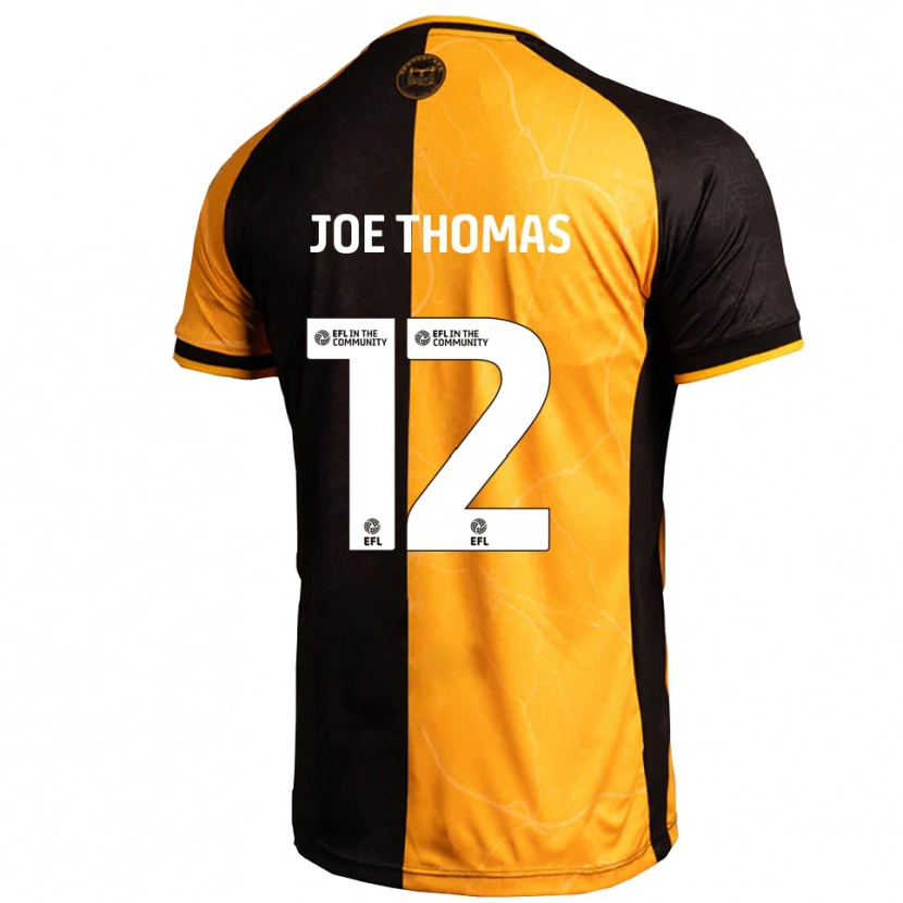 Danxen Hombre Camiseta Joe Thomas #12 Amarillo Negro 1ª Equipación 2025/26 La Camisa México