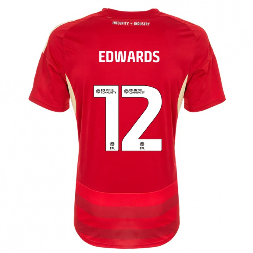 Danxen Hombre Camiseta Tom Edwards #12 Rojo Blanco 1ª Equipación 2025/26 La Camisa México
