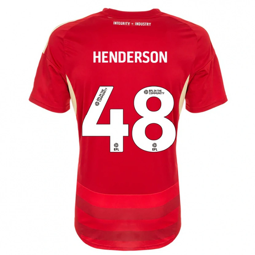 Danxen Hombre Camiseta Alfie Henderson #48 Rojo Blanco 1ª Equipación 2025/26 La Camisa México