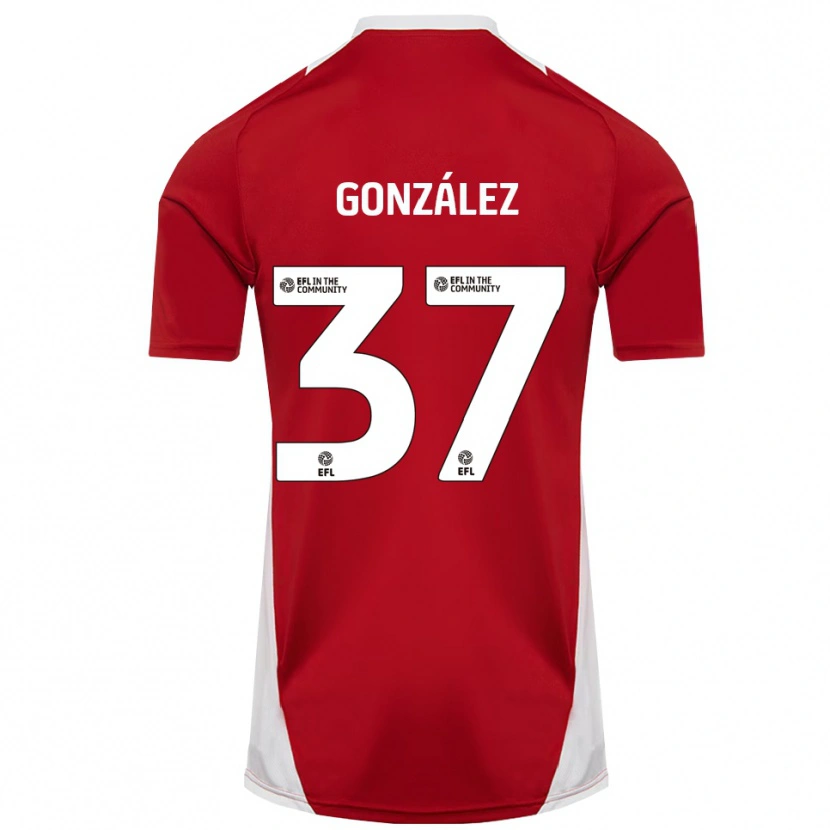 Danxen Hombre Camiseta Dani González #37 Rojo Blanco Dorado 1ª Equipación 2025/26 La Camisa México