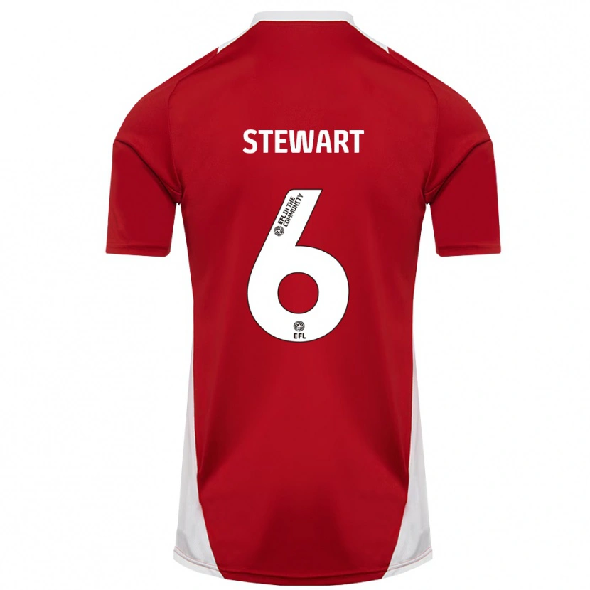 Danxen Hombre Camiseta Alistair Stewart #6 Rojo Blanco Dorado 1ª Equipación 2025/26 La Camisa México