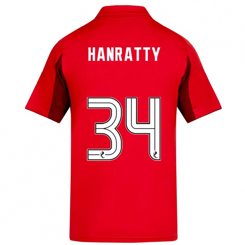 Danxen Hombre Camiseta Kevin Hanratty #34 Rojo Borgoña 1ª Equipación 2025/26 La Camisa México