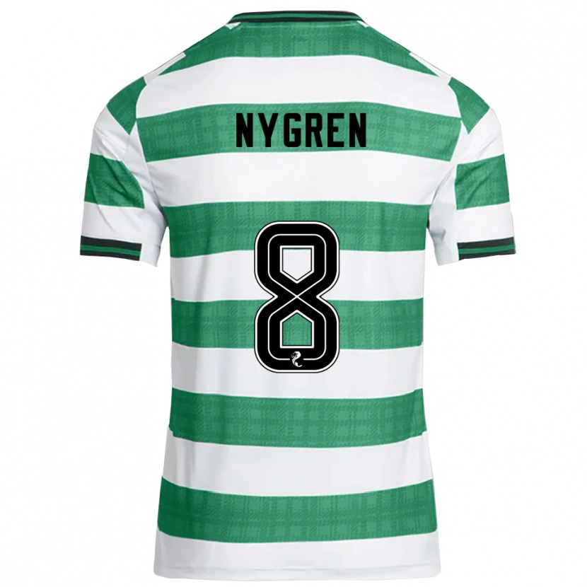 Danxen Hombre Camiseta Benjamin Nygren #8 Verde Blanco 1ª Equipación 2025/26 La Camisa México