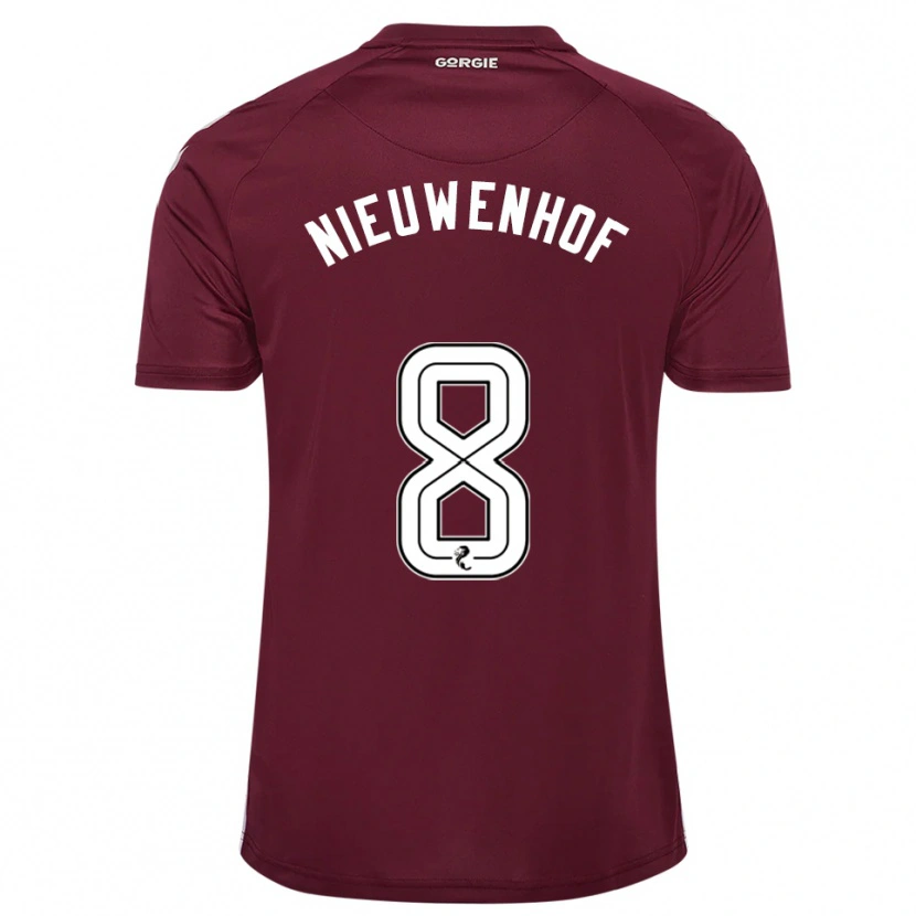 Danxen Hombre Camiseta Calem Nieuwenhof #8 Borgoña Blanco 1ª Equipación 2025/26 La Camisa México