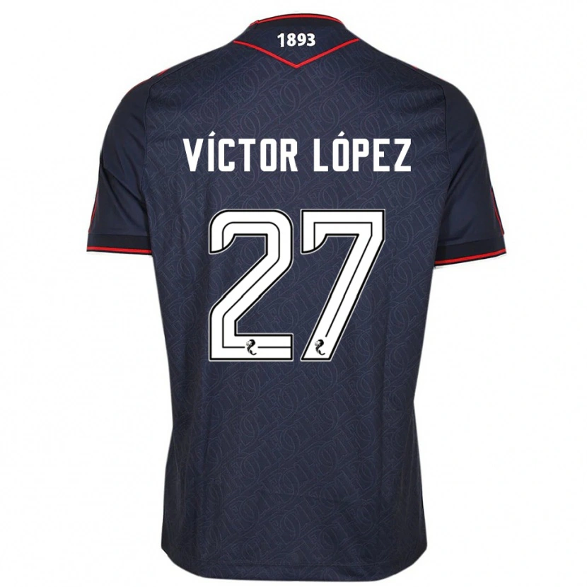 Danxen Hombre Camiseta Víctor López #27 Azul Marino Blanco 1ª Equipación 2025/26 La Camisa México