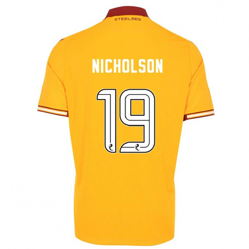 Danxen Hombre Camiseta Sam Nicholson #19 Amarillo Borgoña 1ª Equipación 2025/26 La Camisa México