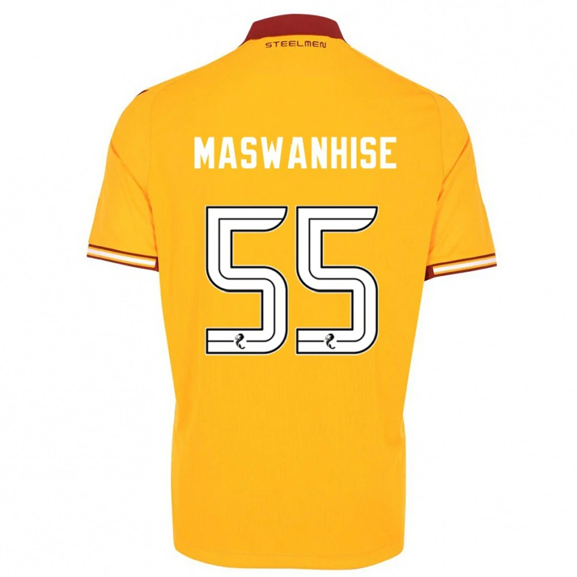 Danxen Hombre Camiseta Tawanda Maswanhise #55 Amarillo Borgoña 1ª Equipación 2025/26 La Camisa México