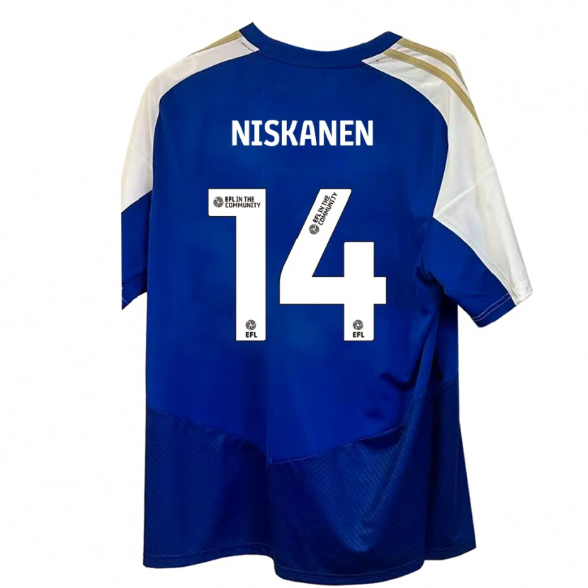 Danxen Hombre Camiseta Ilmari Niskanen #14 Azul Blanco Dorado 2ª Equipación 2025/26 La Camisa México