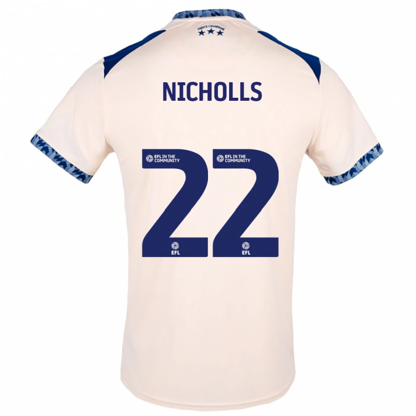 Danxen Hombre Camiseta Lee Nicholls #22 Blanco Hueso Azul Marino 2ª Equipación 2025/26 La Camisa México