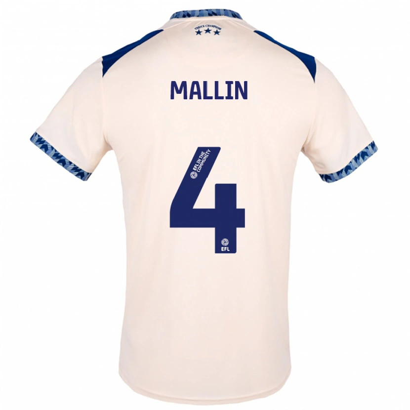 Danxen Hombre Camiseta Kate Mallin #4 Blanco Hueso Azul Marino 2ª Equipación 2025/26 La Camisa México