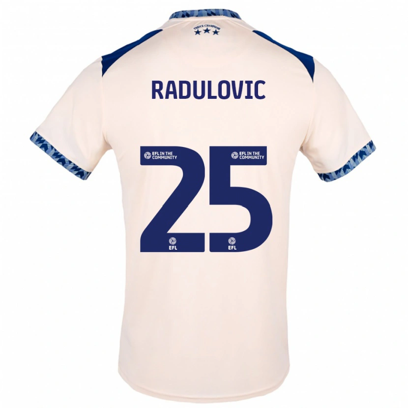 Danxen Hombre Camiseta Bojan Radulović #25 Blanco Hueso Azul Marino 2ª Equipación 2025/26 La Camisa México
