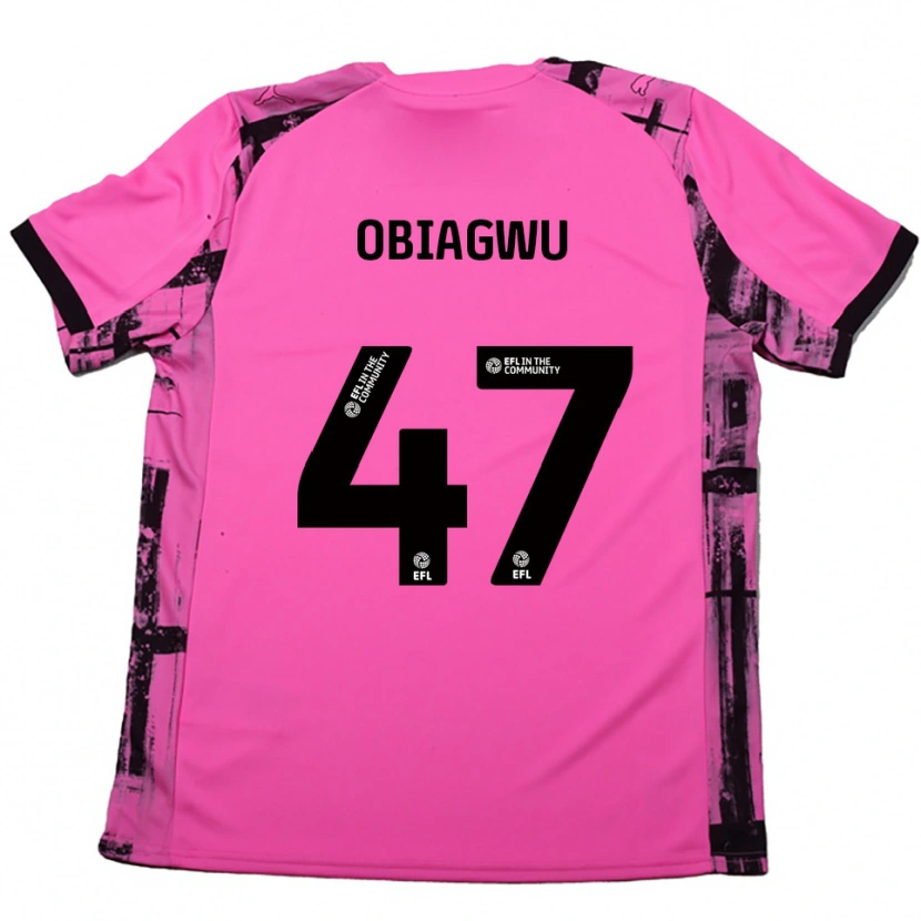 Danxen Hombre Camiseta Fran Obiagwu #47 Rojo Rosado Negro 2ª Equipación 2025/26 La Camisa México