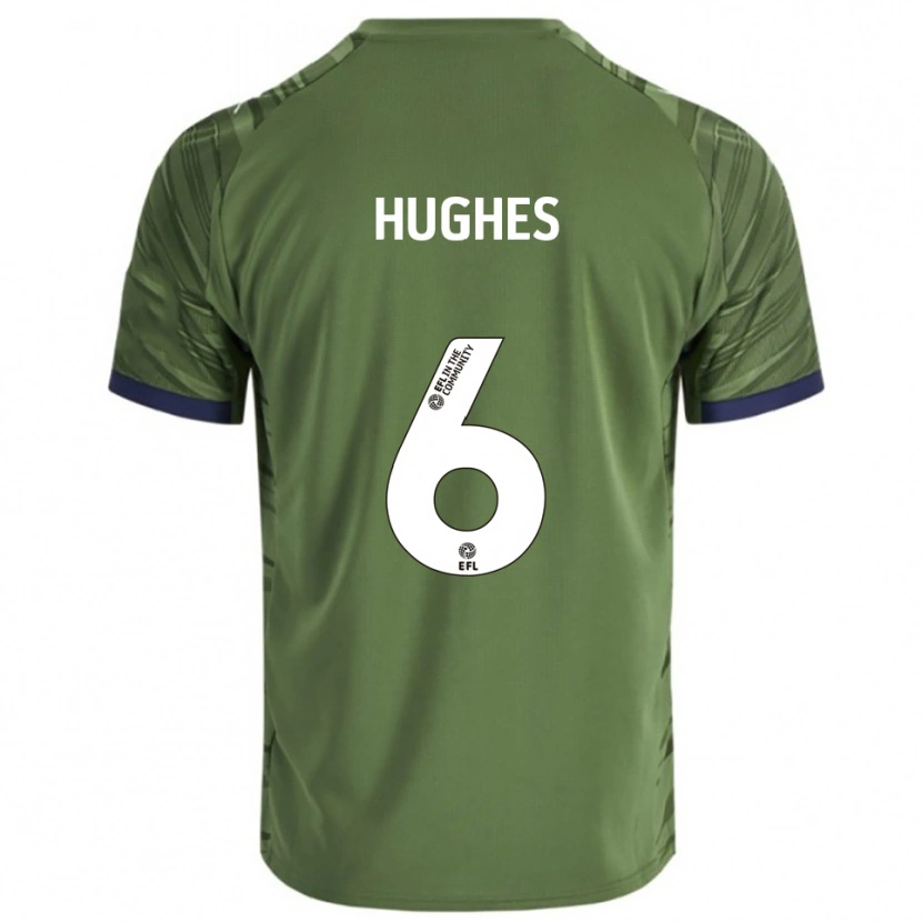 Danxen Hombre Camiseta Sam Hughes #6 Verde Blanco 2ª Equipación 2025/26 La Camisa México