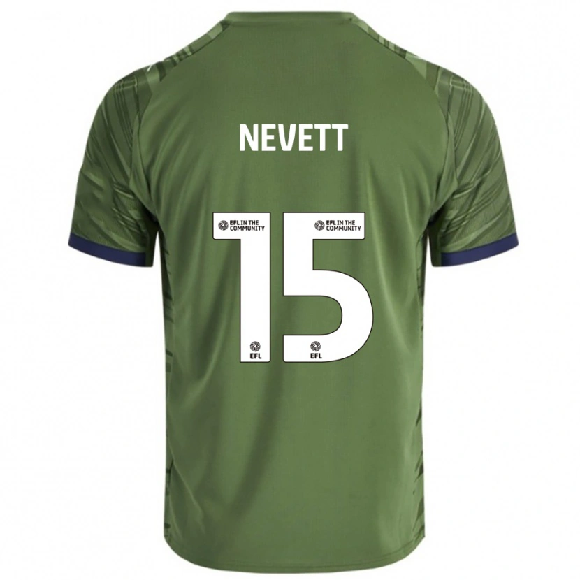 Danxen Hombre Camiseta George Nevett #15 Verde Blanco 2ª Equipación 2025/26 La Camisa México
