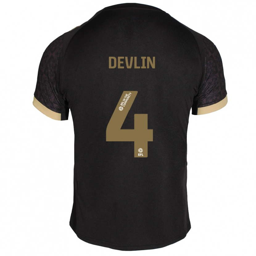 Danxen Hombre Camiseta Billy Devlin #4 Negro Dorado 2ª Equipación 2025/26 La Camisa México