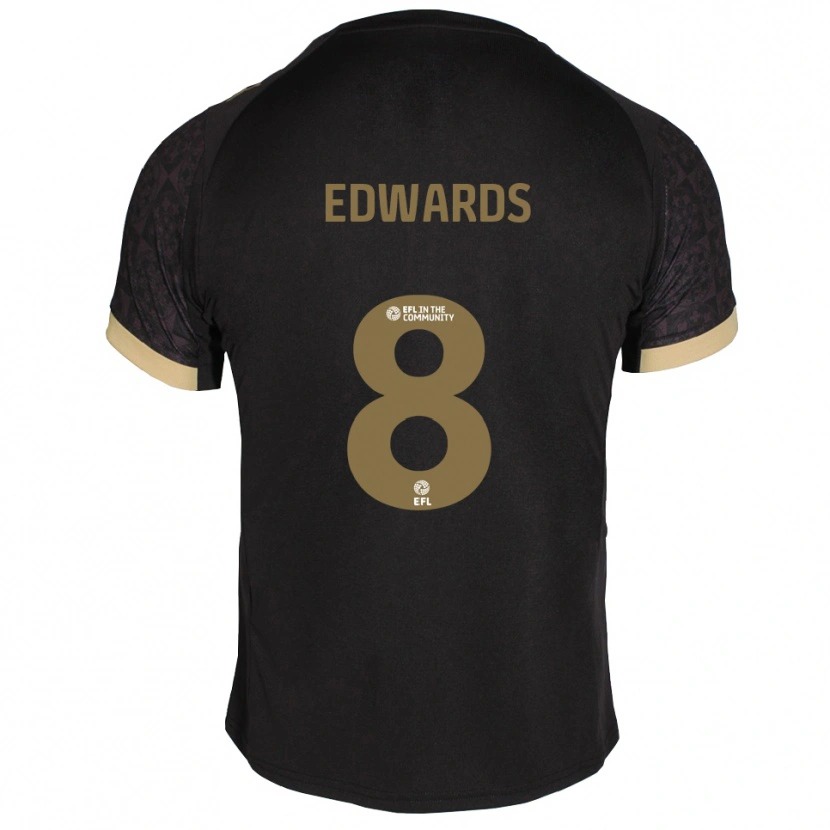 Danxen Hombre Camiseta Joe Edwards #8 Negro Dorado 2ª Equipación 2025/26 La Camisa México