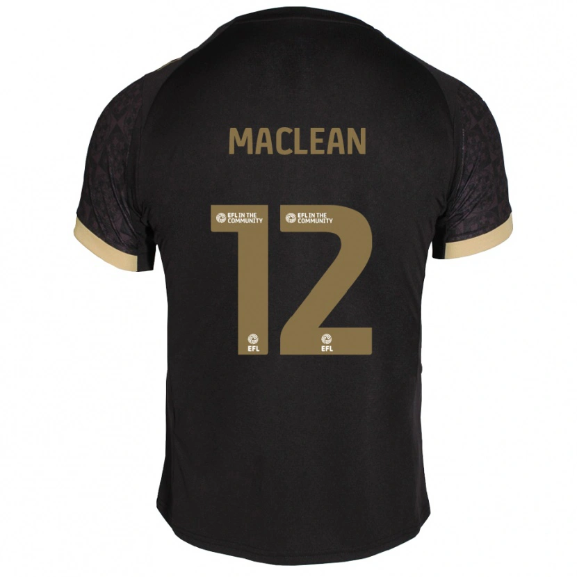 Danxen Hombre Camiseta Toby Maclean #12 Negro Dorado 2ª Equipación 2025/26 La Camisa México