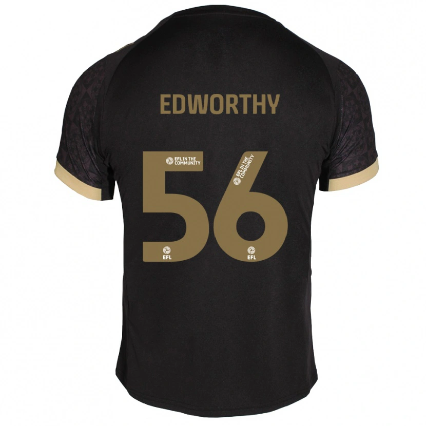 Danxen Hombre Camiseta Kieran Edworthy #56 Negro Dorado 2ª Equipación 2025/26 La Camisa México