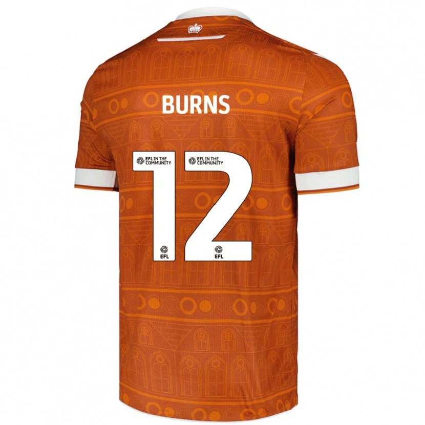 Danxen Hombre Camiseta Finley Burns #12 Naranja Blanco 2ª Equipación 2025/26 La Camisa México