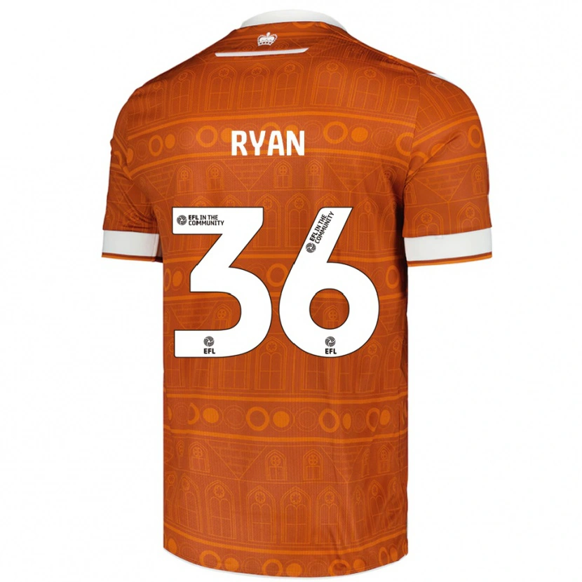 Danxen Hombre Camiseta John Ryan #36 Naranja Blanco 2ª Equipación 2025/26 La Camisa México