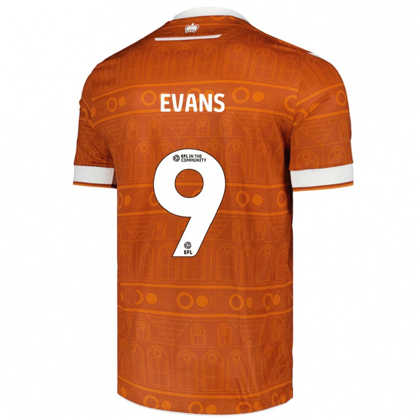 Danxen Hombre Camiseta Reece Evans #9 Naranja Blanco 2ª Equipación 2025/26 La Camisa México