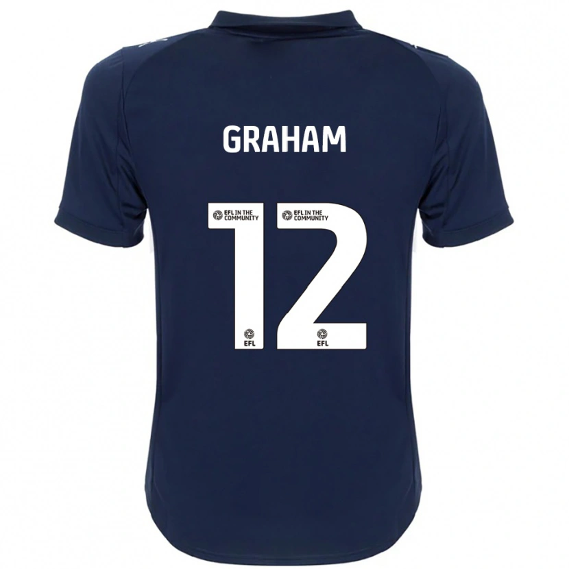 Danxen Hombre Camiseta Leo Graham #12 Azul Marino Blanco 2ª Equipación 2025/26 La Camisa México