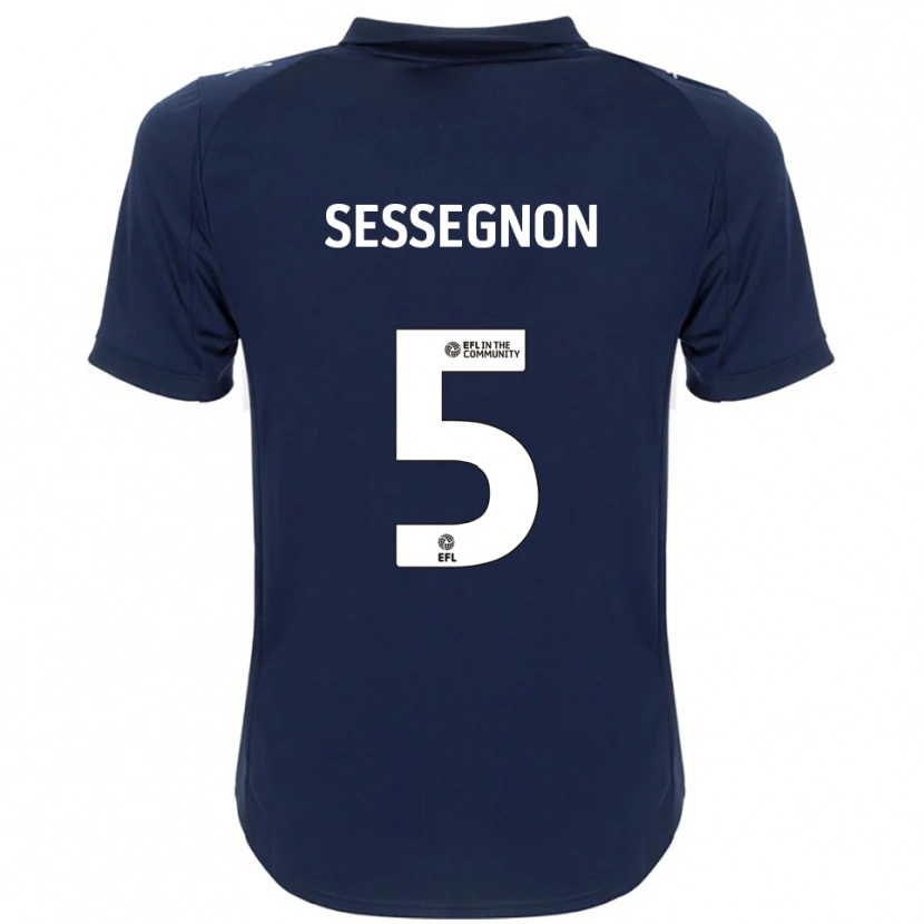 Danxen Hombre Camiseta Steven Sessegnon #5 Azul Marino Blanco 2ª Equipación 2025/26 La Camisa México