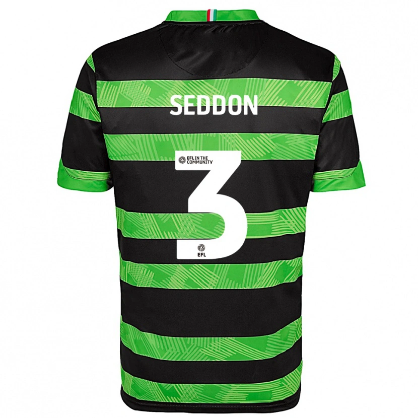 Danxen Hombre Camiseta Steve Seddon #3 Negro Verde 2ª Equipación 2025/26 La Camisa México