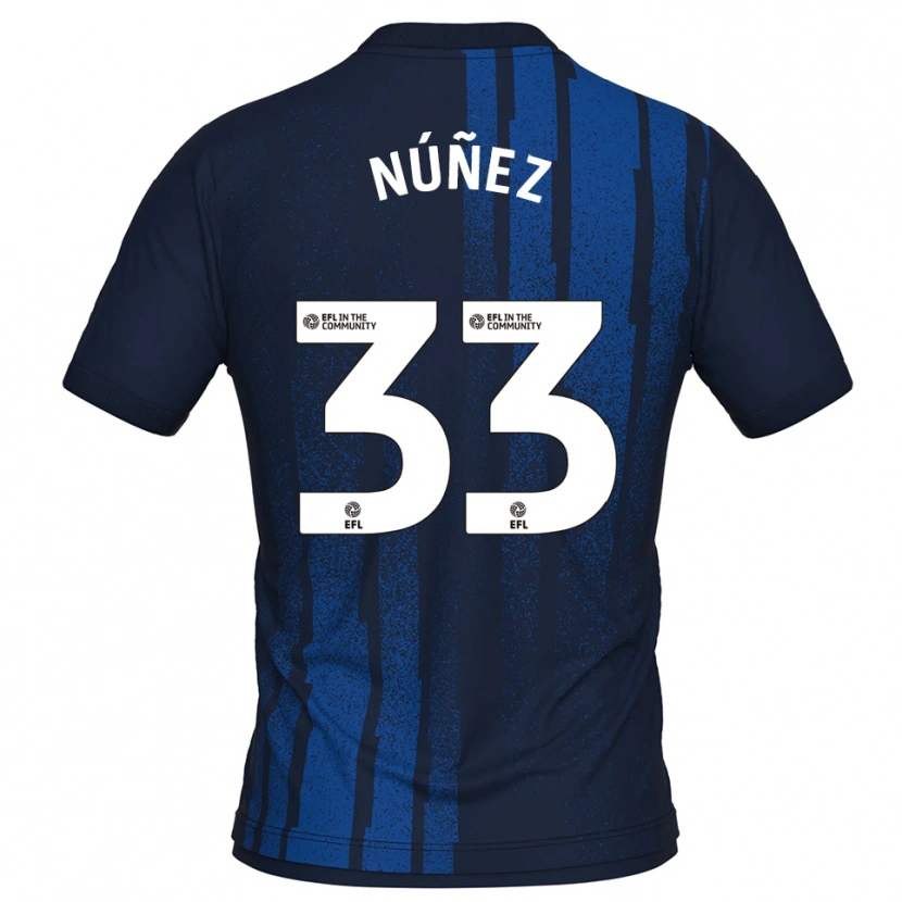 Danxen Hombre Camiseta Anthony Núñez #33 Azul Marino Blanco 2ª Equipación 2025/26 La Camisa México
