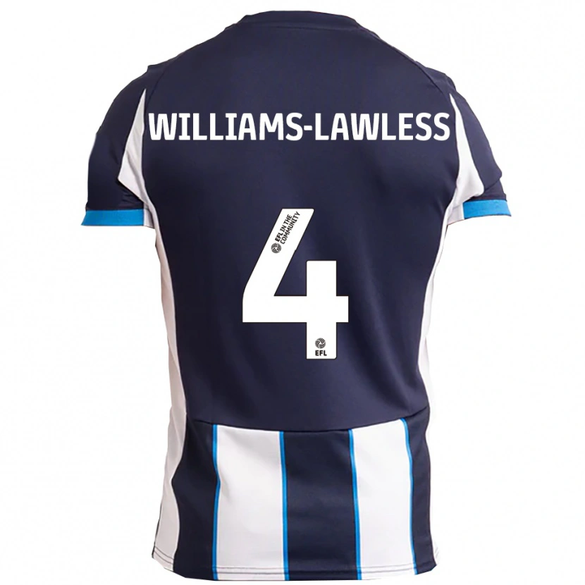 Danxen Hombre Camiseta John Williams-Lawless #4 Blanco Azul Marino 2ª Equipación 2025/26 La Camisa México