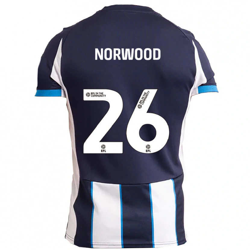 Danxen Hombre Camiseta Oliver Norwood #26 Blanco Azul Marino 2ª Equipación 2025/26 La Camisa México