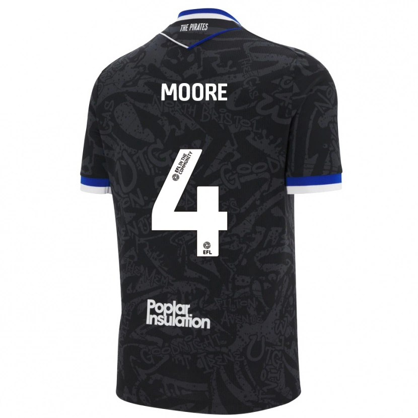 Danxen Hombre Camiseta Taylor Moore #4 Negro Blanco 2ª Equipación 2025/26 La Camisa México
